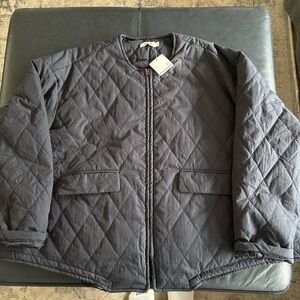 Quilted Navy Blue Zip Up Jacket